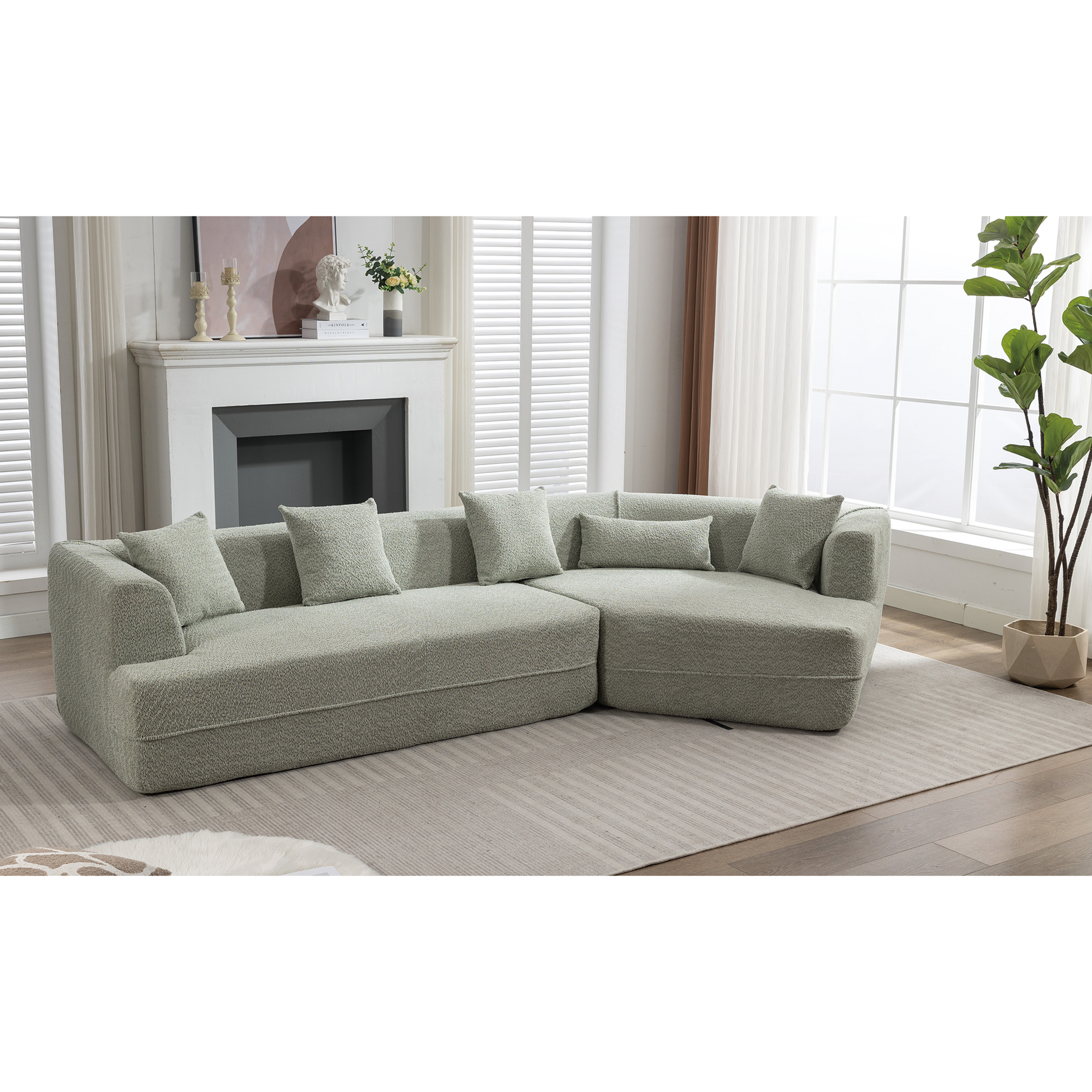 And Upgraded Extended Edition Modular Sofamodern Minimalist Style Sofa, Upholsteredfree Combination, Round Fiber Fabric, Anti Wrinkle Fabric,Dimension Extension,Green Green Polyester Primary Living Space Medium Soft Tight Back Modern Flared Arms Fiber