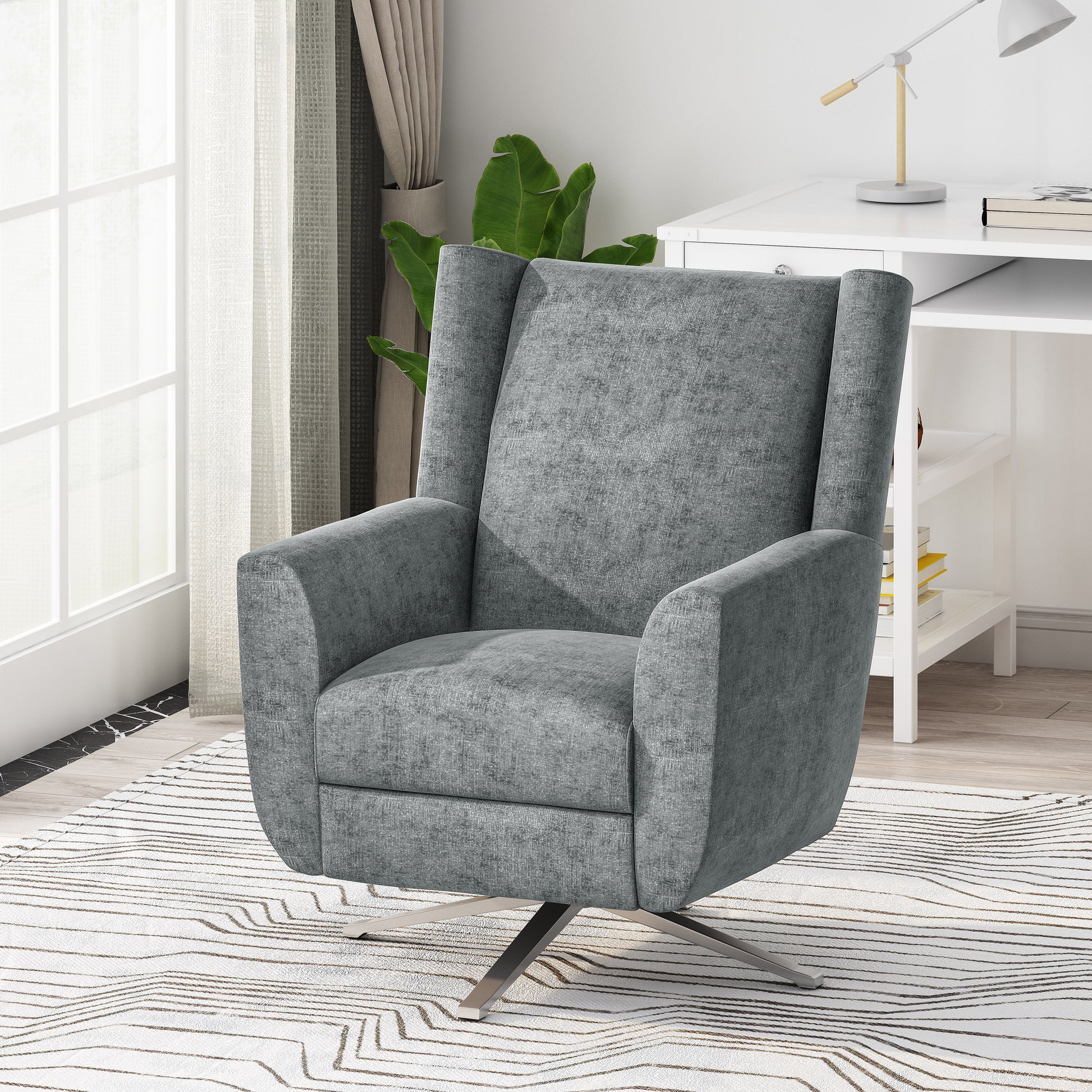 Swivel Chair Grey Fabric