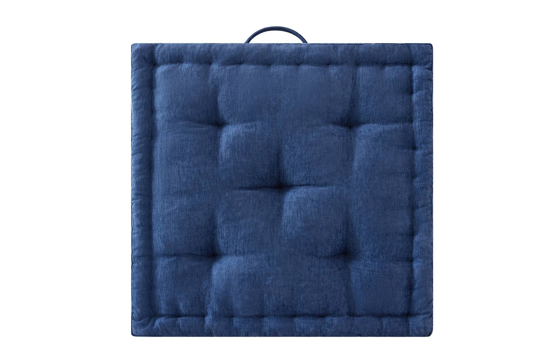 Poly Chenille Square Floor Pillow Cushion 24X24" Navy Blue Polyester