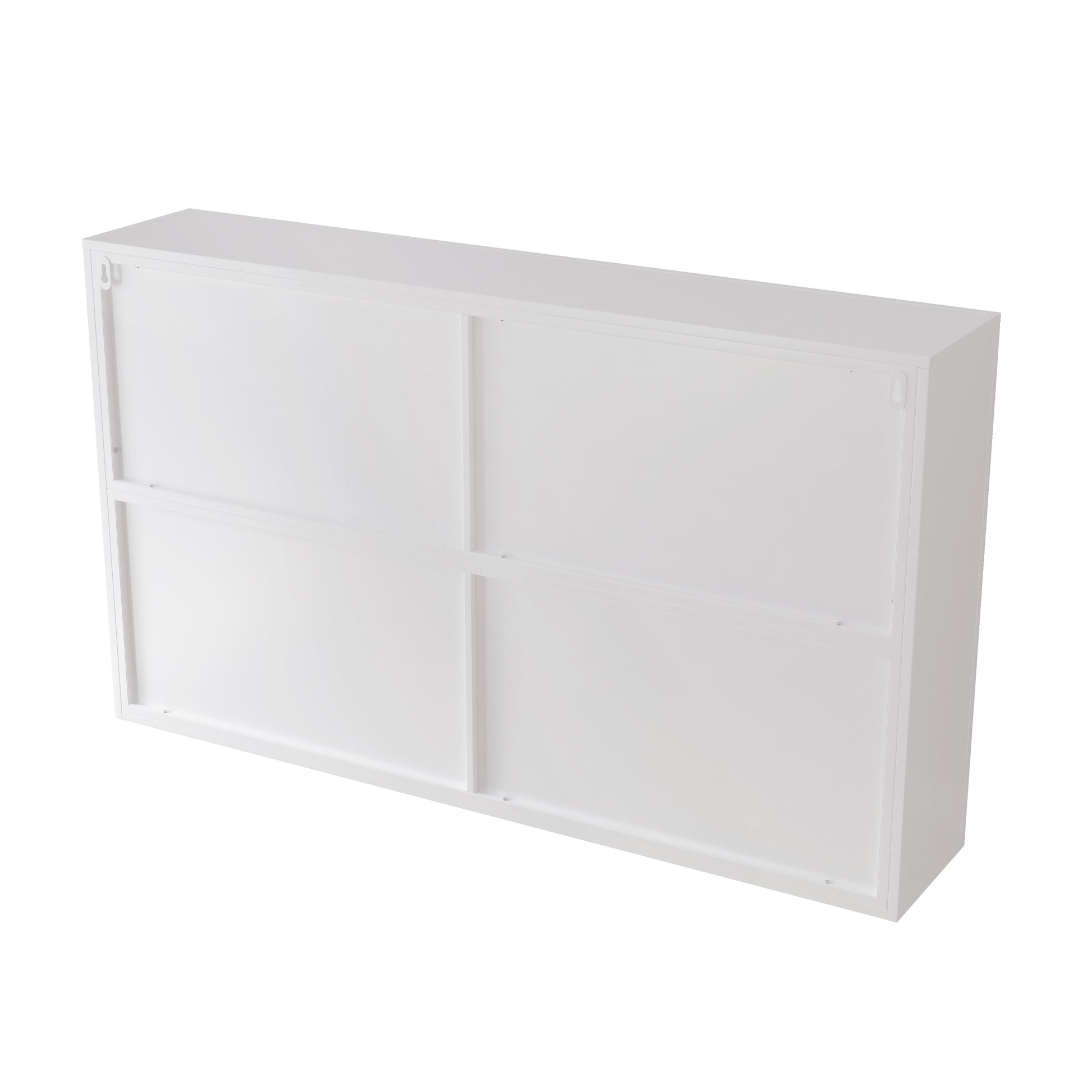 47.25" Four Door Glass Wall Cabinet Storage, Wall Mounted,Suitable For Kitchen, Living Room, Bathroom White White Glass Metal