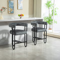 Coolmore Bar Stools Set Of 1, Modern Bar Stool With Back, Black Metal Frames, Upholstered Bar Stools For Kitchen Island, Pub, Club Gray Chenille Gray Primary Living Space Foam Chenille