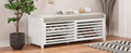 Distressed Shutter Storage Bench With Acacia Veneer For Retro Charm For Living Room, Entryway White White Mdf