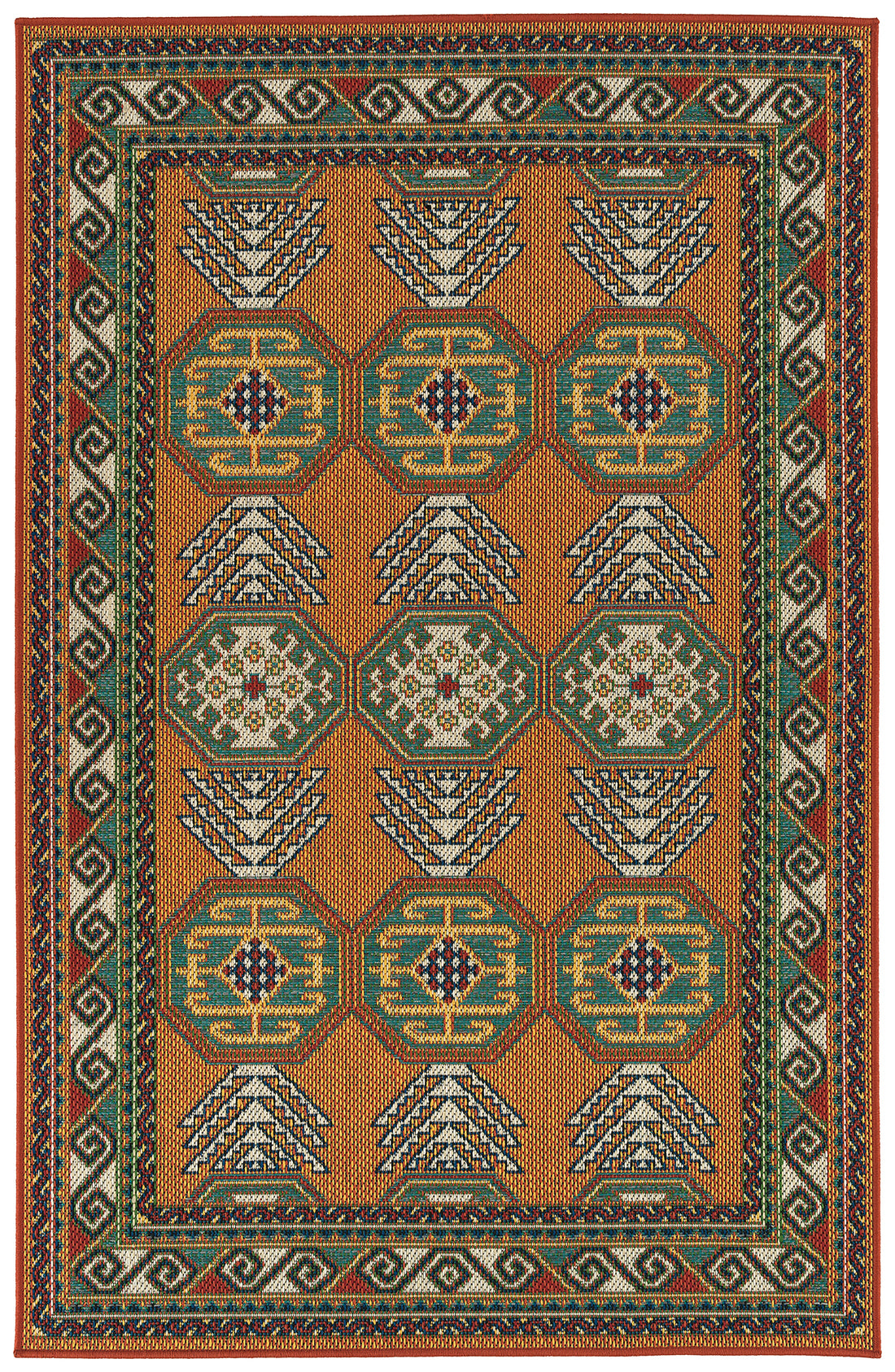 Traditional, Transitional, Oriental, Medallion, Border, Cut Pile 5' X 7'6" Rectangle Area Rug Orange Polypropylene