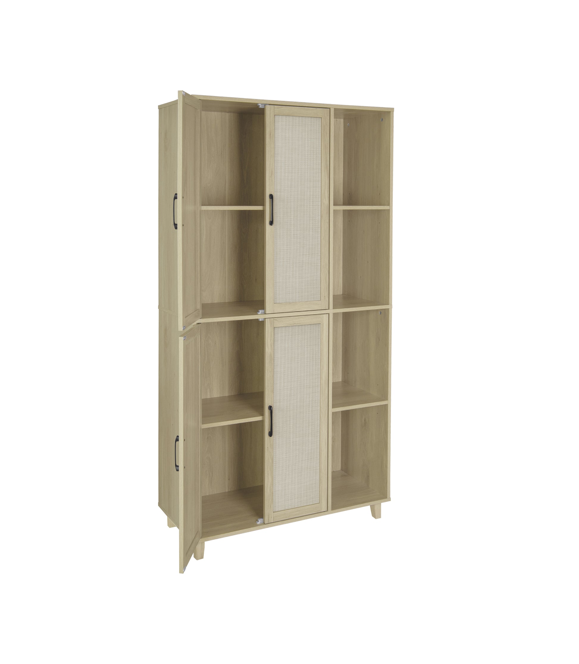 4 Door Cabinet With 4 Shelves With 4 Adjustable Inner Shelves, Storage Cabinet Natural Mdf