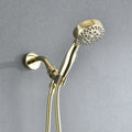 Polished Gold Wall Mounted Handheld Shower Head With 5 Adjustable Settings And Hose Polished Golden Stainless Steel