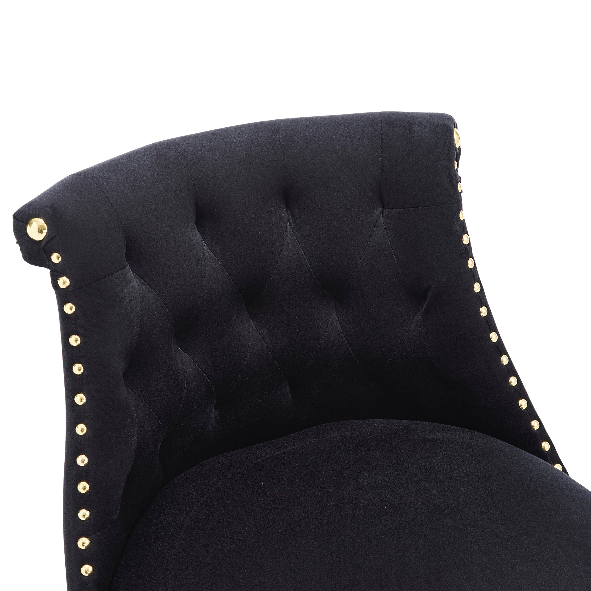 Coolmore Set Of 2,Back Pull Point Design, Velvet Material, 360 Degree Rotation, Back Pull Loop Detachable Design, Rivet Decoration, Square Foot Wooden Bar Chair Black Velvet