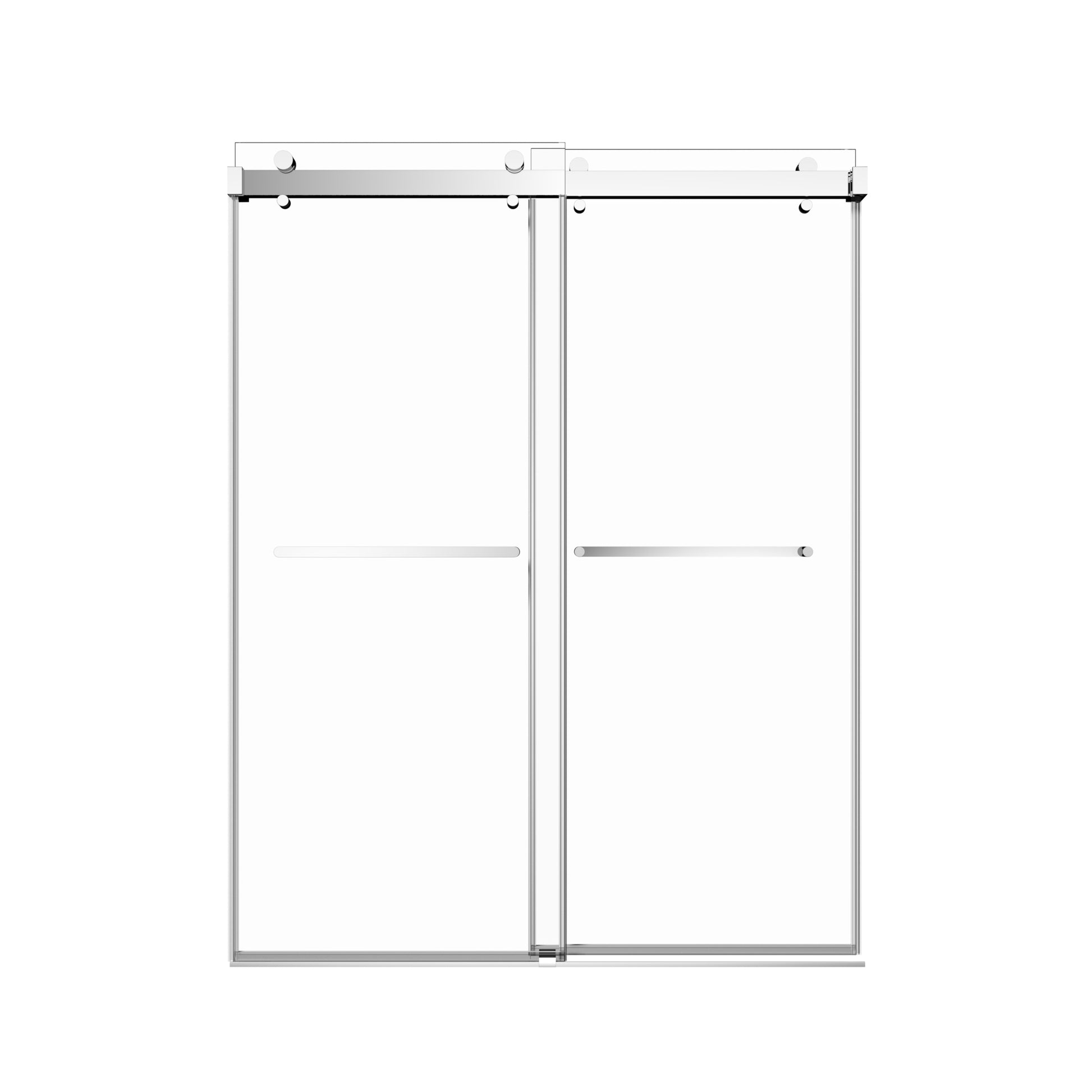 68'' 72'' W X 76'' H Double Sliding Frameless Shower Door With 3 8 Inch 10Mm Clear Glass In Chrome Chrome Stainless Steel