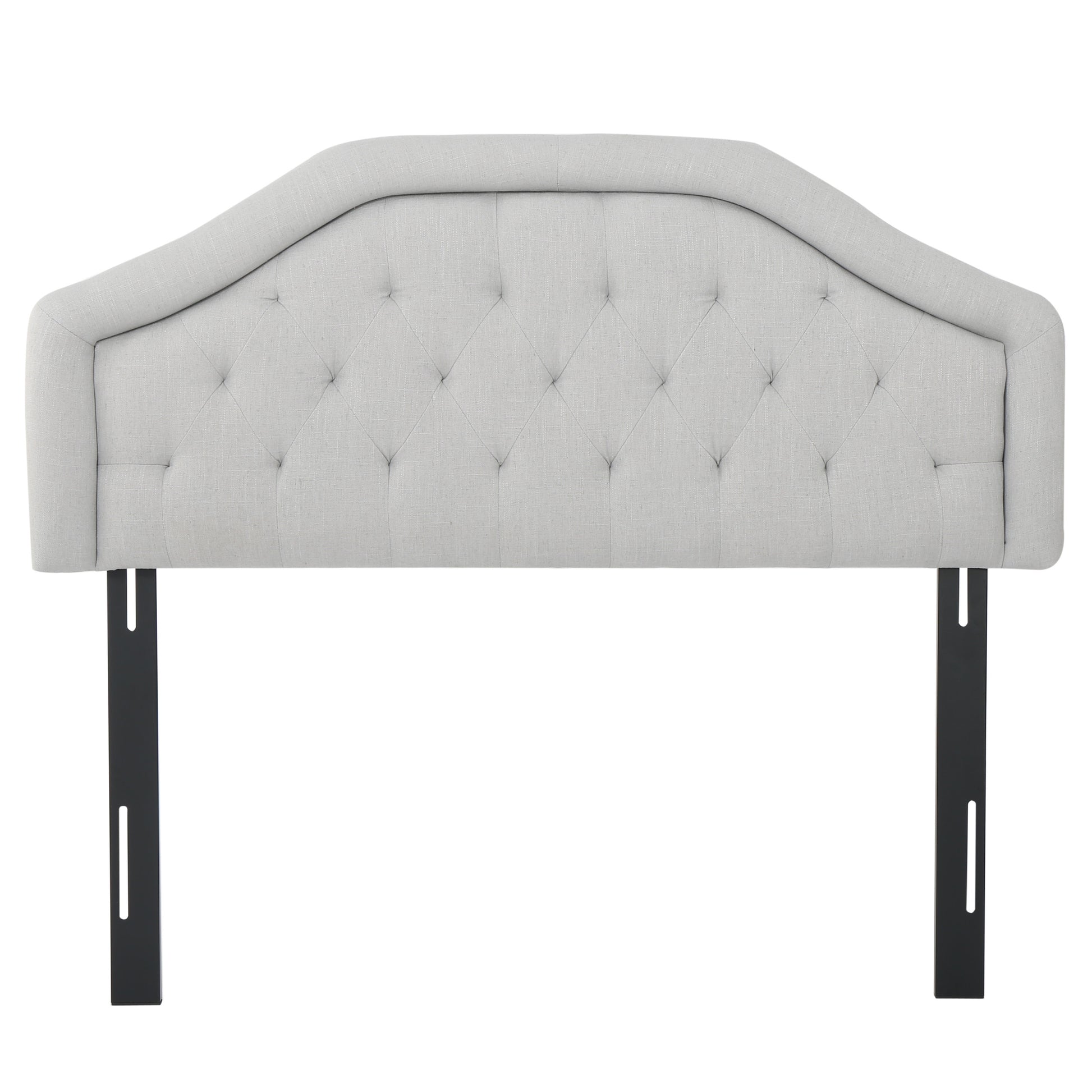 Upholstered Headboard, Diamond Tufted Design For Full Size Bed, Arched Structure, Easy Assembly, Light Grey Light Grey Fabric