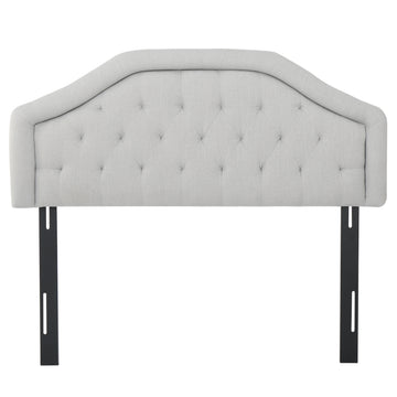 Upholstered Headboard, Diamond Tufted Design For Full Size Bed, Arched Structure, Easy Assembly, Light Grey Light Grey Fabric