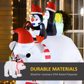 Homcom 7 Ft Polar Bear And Penguins Christmas Inflatable, Led Lighted Outdoor Holiday Blow Up Yard Decoration White Polyester