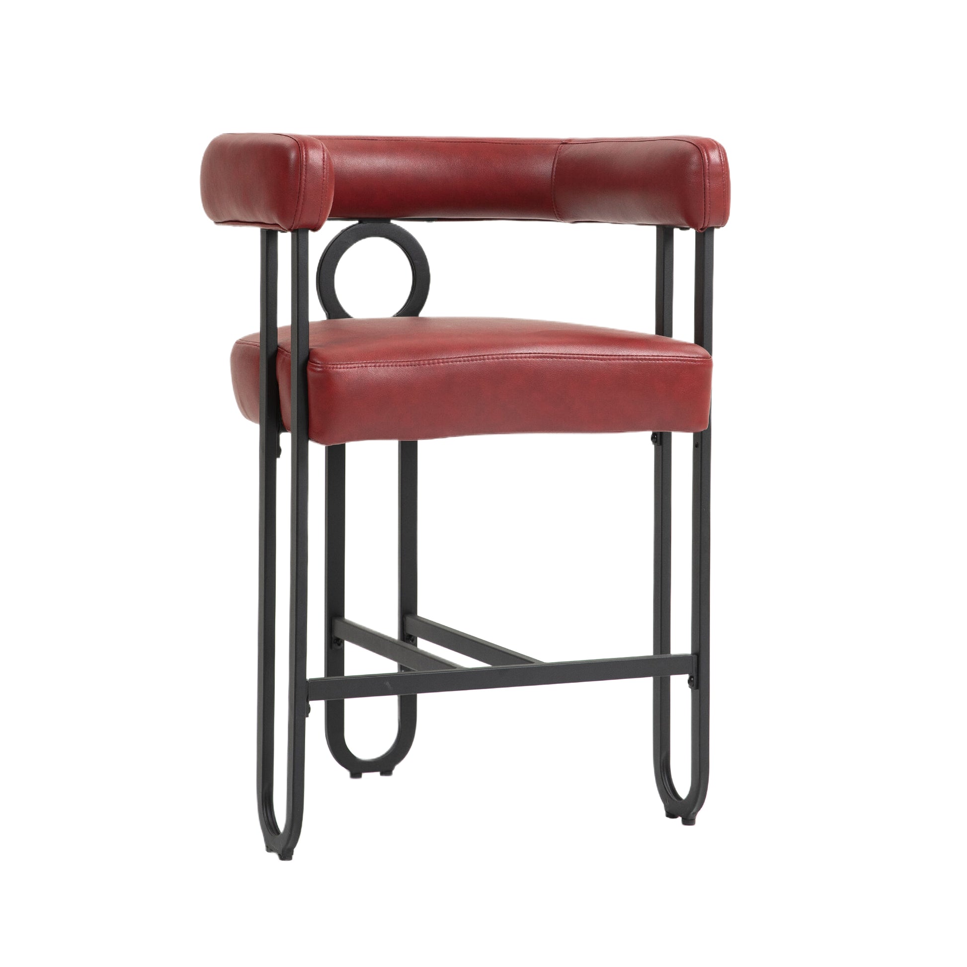 Coolmore Bar Stools Set Of 1, Modern Bar Stool With Back, Black Metal Frames, Upholstered Bar Stools For Kitchen Island, Pub, Club Wine Red Pu Wine Red Primary Living Space Foam Pu