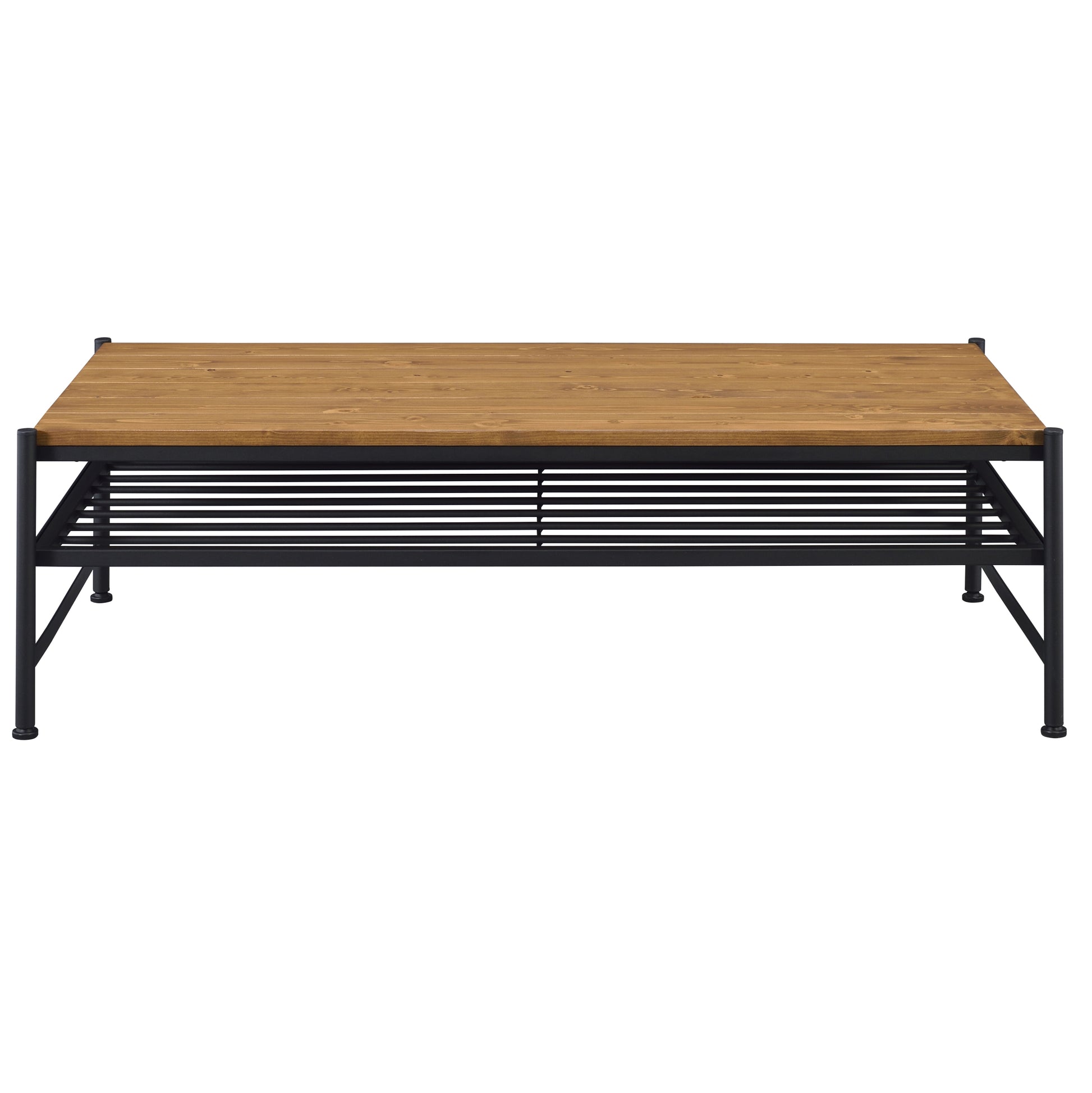 Oak And Black Coffee Table With Shelf Oak Primary Living Space Shelves Rectangular Solid Wood