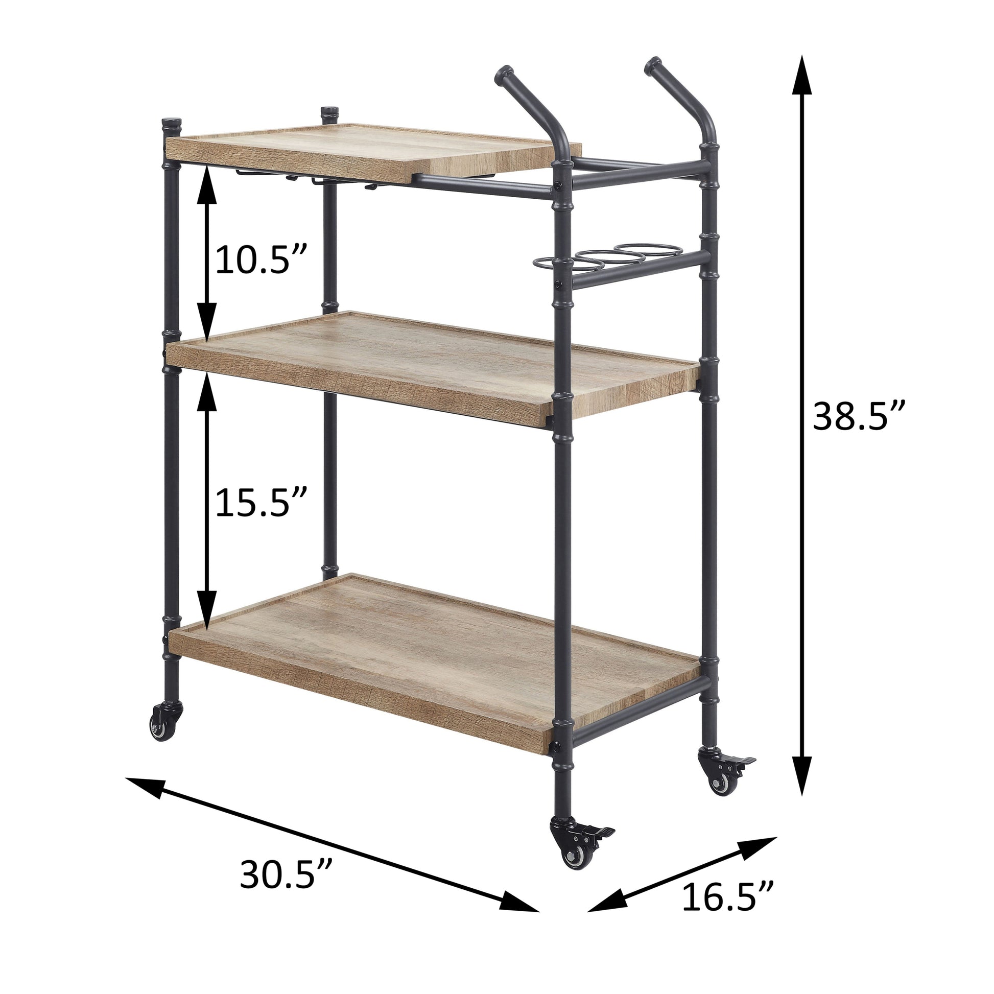 Oak And Sandy Black 2 Shelf Serving Cart - Oak