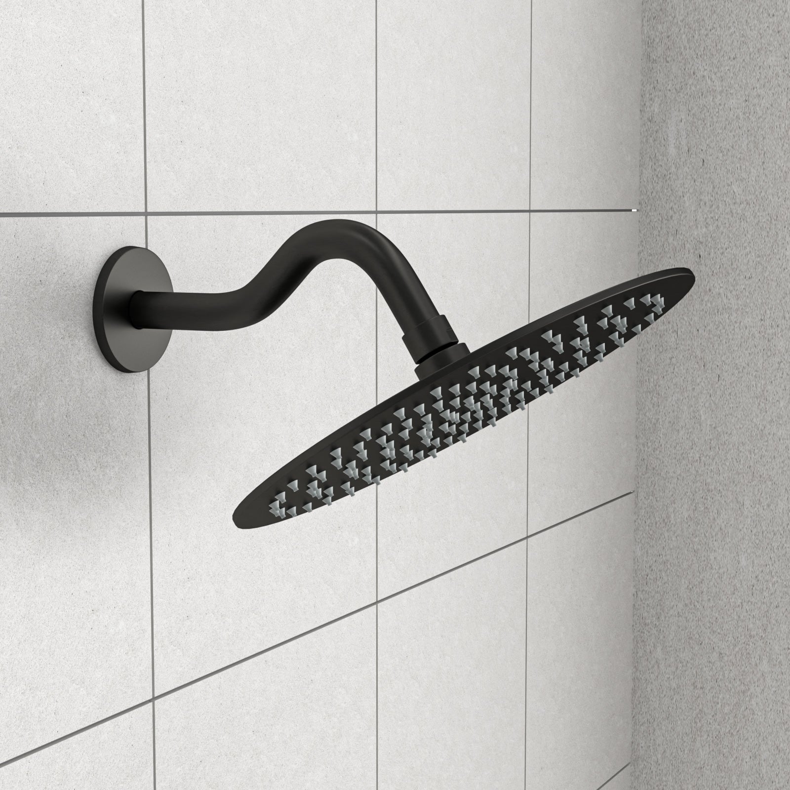 8" Shower Arm With Flange, Matte Black Matte Black Stainless Steel