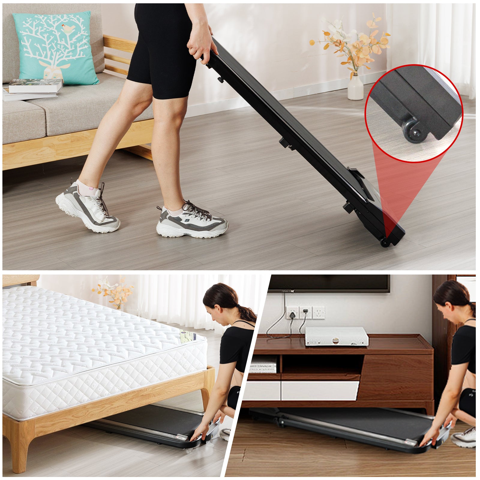 Flatbed Walker With Armrests Black Indoor Fitness Black Without Durable Primary Living Space Body Building Aluminium Alloy