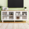 Farmhouse Tv Stand With Tempered Glass Doors For Tvs Up To 70