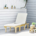 Outsunny Chaise Lounge Chair For Outdoor, Patio Recliner With 4 Position Adjustable Backrest And Cushion For Deck, Beach, Lawn And Sunbathing, Natural Natural Wood Polyester