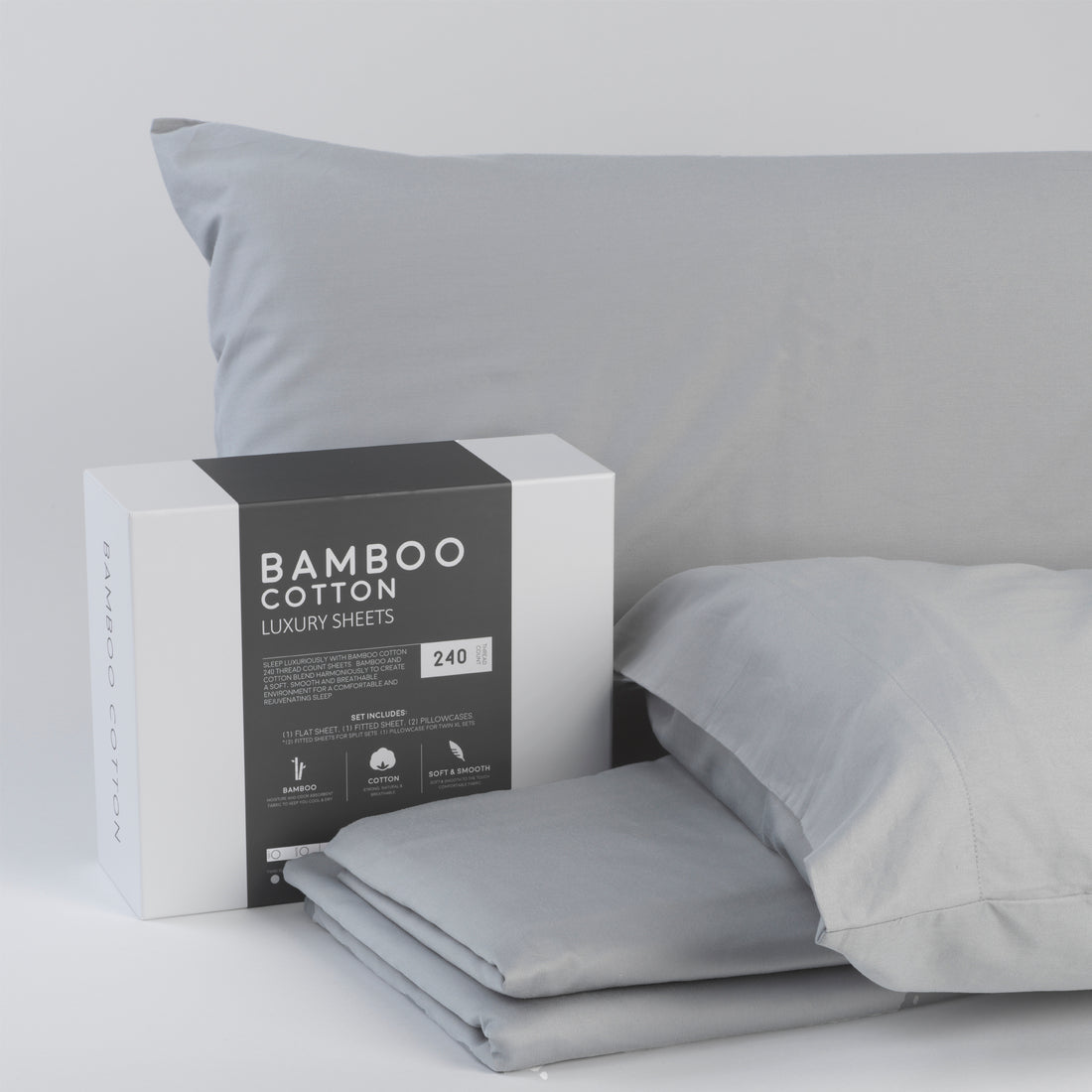 Bamboo Cotton Sheets Soft And Smooth With Viscose From Bamboo Light Grey King Light Gray Cotton