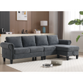 Arrived Convertible Sectional Sofa With Storage,L Shaped Sofa,Four Seater Sofa,Modern Linen Fabric Sectional Couches For Living Room,Gray Gray Polyester Wood Primary Living Space Medium Soft Cushion Back Modern Rolled Arms Wood 4 Seat