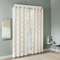 Fretwork Burnout Sheer Curtain Panel Only 1 Pc Panel Ivory Polyester