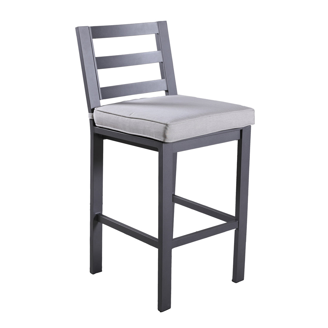 Outdoor Armless Aluminum Barstools With Cushion, Set Of 2 Pewter Aluminium