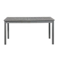 Contemporary Slat Top Acacia Wood Outdoor Dining Table Grey Wash Gray Wash Acacia Wood