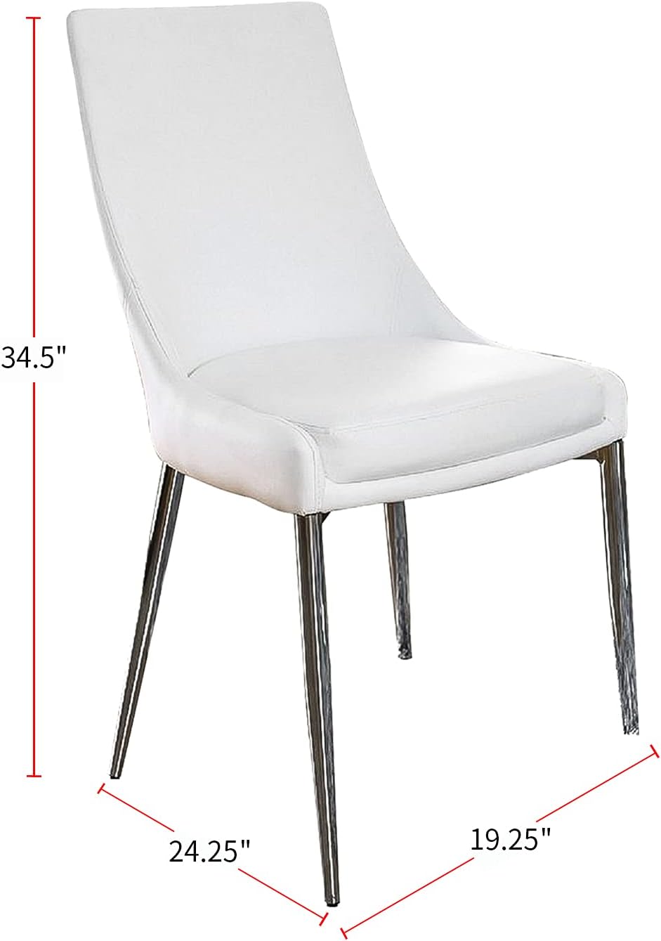 Contemporary Style Set Of 2Pcs Dining Chairs Whitesilver Finish Metal Legs Side Chair Dining Room Furniture White Dining Room Contemporary,Modern Dining Chairs Solid Back Set Of 2 Faux Leather,Metal