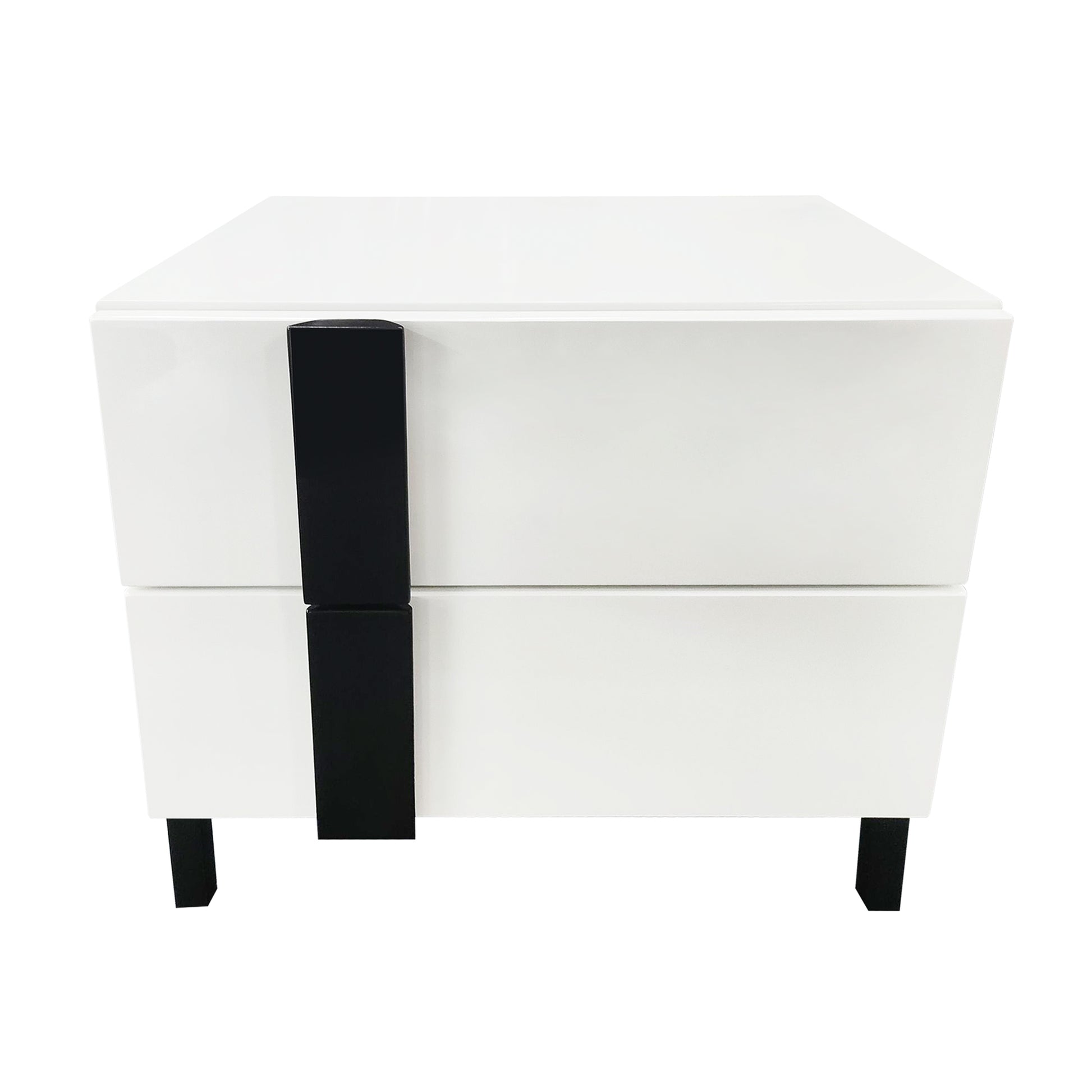 Modern High Gloss 3 Piece Bedroom Set Floating Bed Frame Queen Size Platform Bed With Led Light & 2 Nightstands, White Box Spring Not Required Queen White Wood 3 Piece Set Solid Wood Mdf