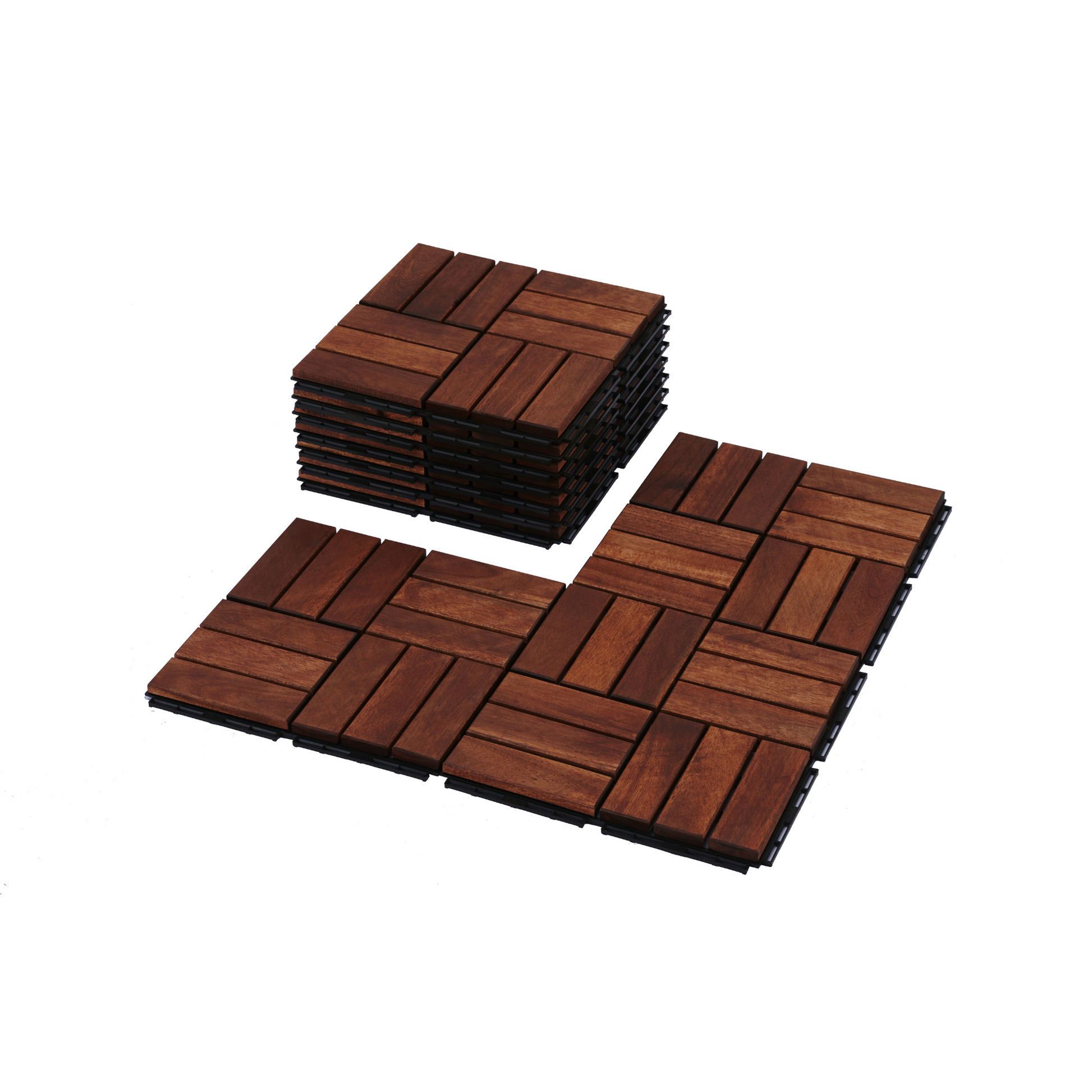 Acacia Wood Interlocking Deck Tiles Checker Pattern, 20 Pcs 12" X 12" Square Acacia Hardwood Outdoor Flooring For Patio, Bancony, Pool Side,.. Brown Garden & Outdoor American Design,American Traditional,Antique Acacia Wood