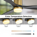 52 Inch Low Profile Ceiling Fan With Remote Control 3 Solid Wood Blades,52 Inches Suitable For Indoor And Outdoor Gold Metal & Wood