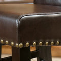 Upholstered Counter Stool With Solid Wood Frame Set Of 2 Brown Set Of 2 Leather