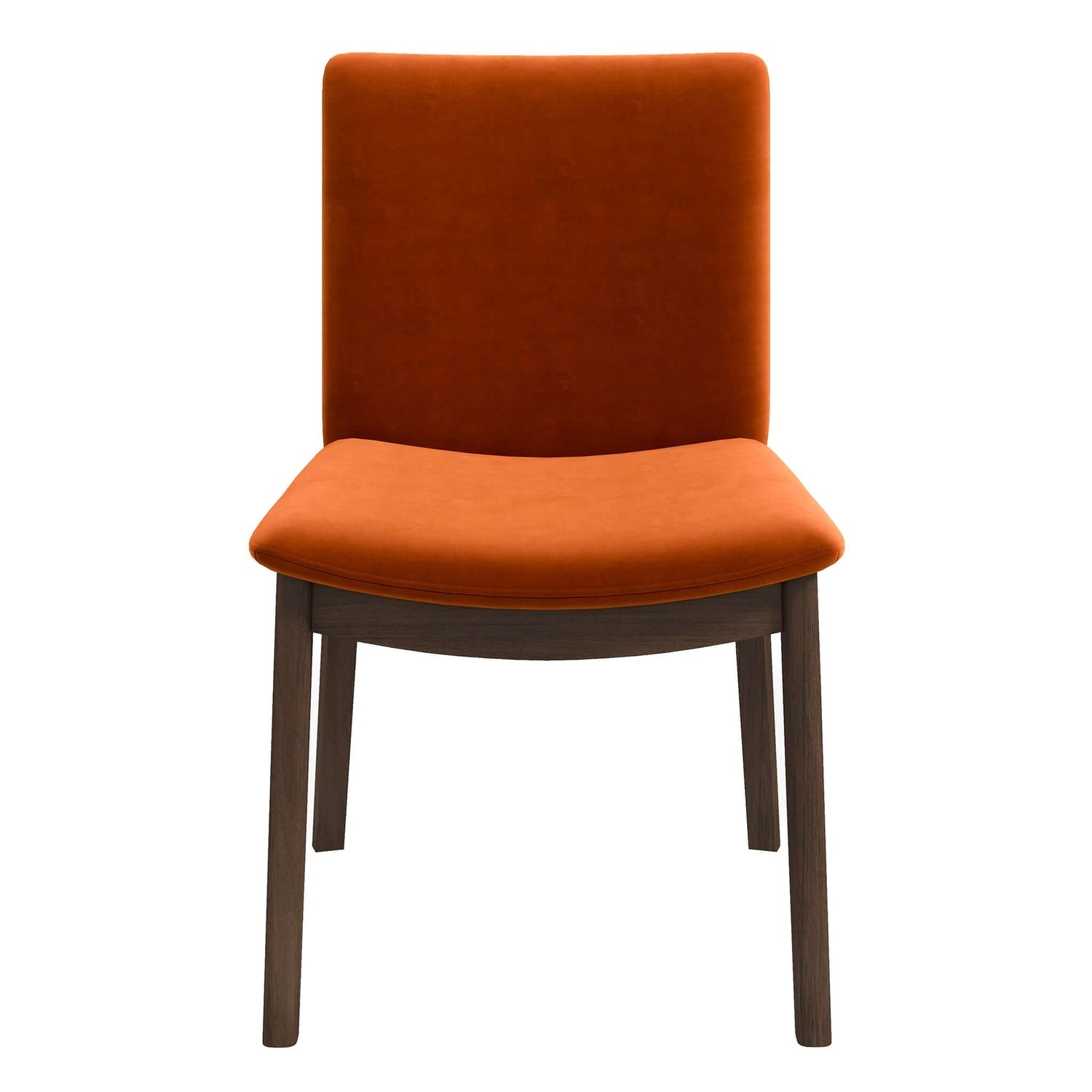 Laura Mid Century Modern Solid Wood Dining Chair Set Of 2 Orange Velvet