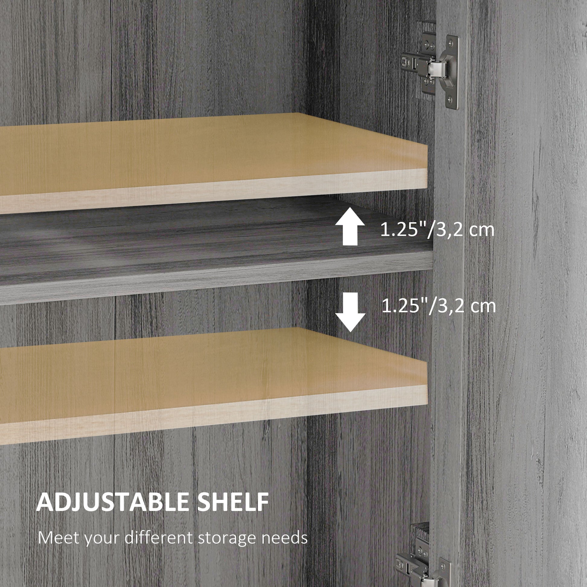 Homcom Farmhouse Barn Door Accent Cabinet, Kitchen Sideboard Storage Cabinet With Double Doors, Drawer, And Adjustable Shelf For Bedroom, Living Room, Light Gray Light Gray Particle Board