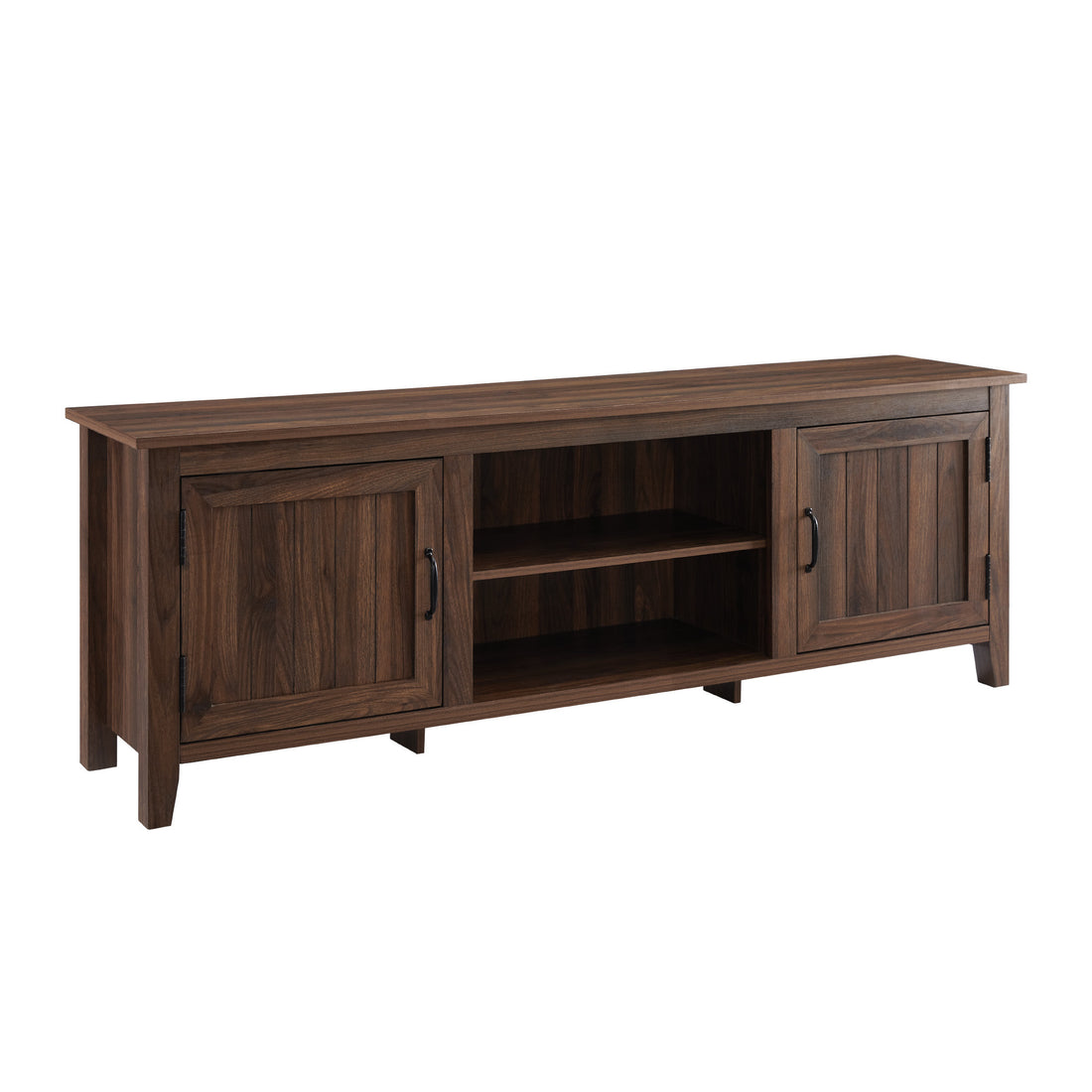 Modern Farmhouse 2 Door Grooved 70" Tv Stand For 85" Tvs Dark Walnut Dark Brown Mdf