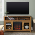 Classic Glass Door Fireplace Tall Tv Stand For Tvs Up To 65