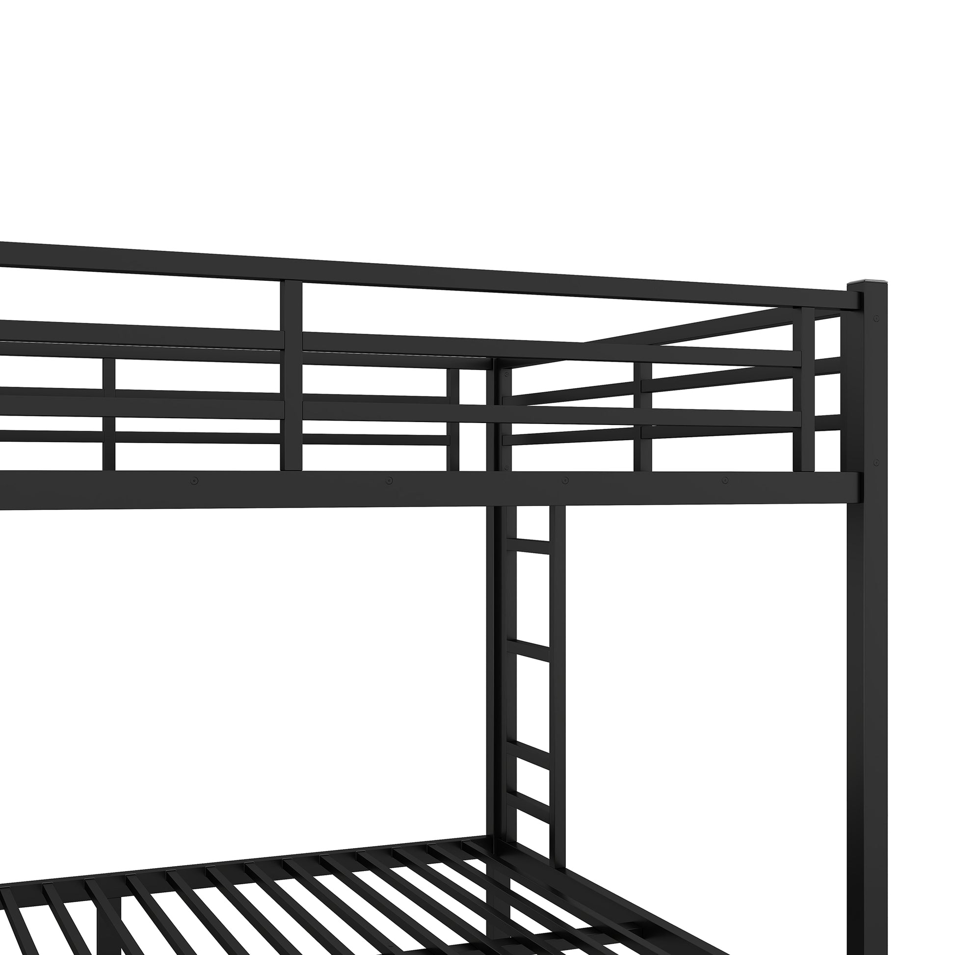 Metal Queen Over Queen Bunk Bed For Teens And Adults,Space Saving Noise Reduced No Box Spring Needed, Black Box Spring Not Required Queen Black Metal