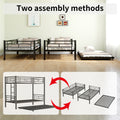 Heavy Duty Sturdy Meta Twin Over Twin Bunk Bed L Noise Reduced Safety Guardrail No Box Spring Needed,Black Twin Black Metal