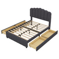 Full Size Upholstered Bed With 4 Storage Drawers,Wood Slat Support, Gray Full Gray Upholstered