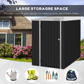 Outsunny 4' X 6' Metal Outdoor Storage Shed, Lean To Storage Shed, Garden Tool Storage House With Lockable Door And 2 Air Vents For Backyard, Patio, Lawn, Dark Gray Gray Steel