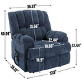 Dual Motor Heat Massage Infinite Position Up To 350 Lbs Electric Power Lift Recliners With Power Remote, Medium Firm And Heavy Duty, Blue Blue Chenille Power Remote Metal Primary Living Space Medium Firm Pillow Back Heavy Duty American Design Pine Pillow