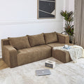 L Shape Sectional Sofa, Modular Sectional Living Room Sofa Set, Minimalist Style Couch, Upholstered Snow Velvet Sleeper Sofa With Pillows For Living Room, Salon, 2 Pc Free Combination Khaki Polyester Primary Living Space Medium Firm Cushion Back L Shaped