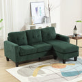 Velvet Sectional Couchl Shaped Sofa With Ottoman For Small Apartment Emerald Velvet 3 Seat
