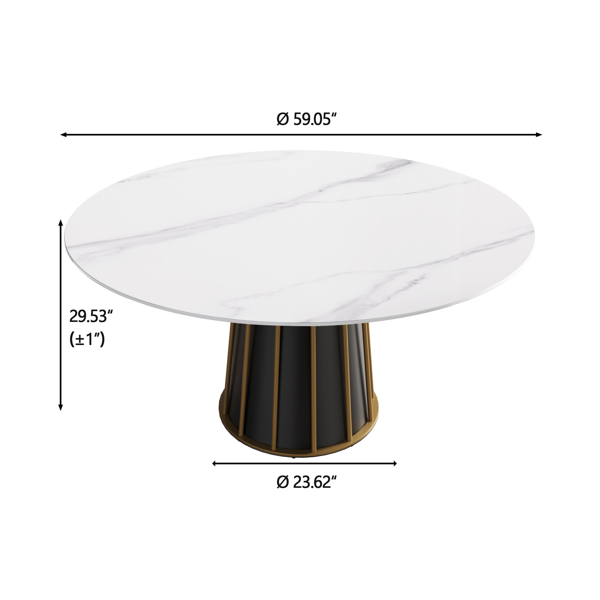 59.05 "Modern white artificial stone round dining white-dining room-plywood-sintered stone