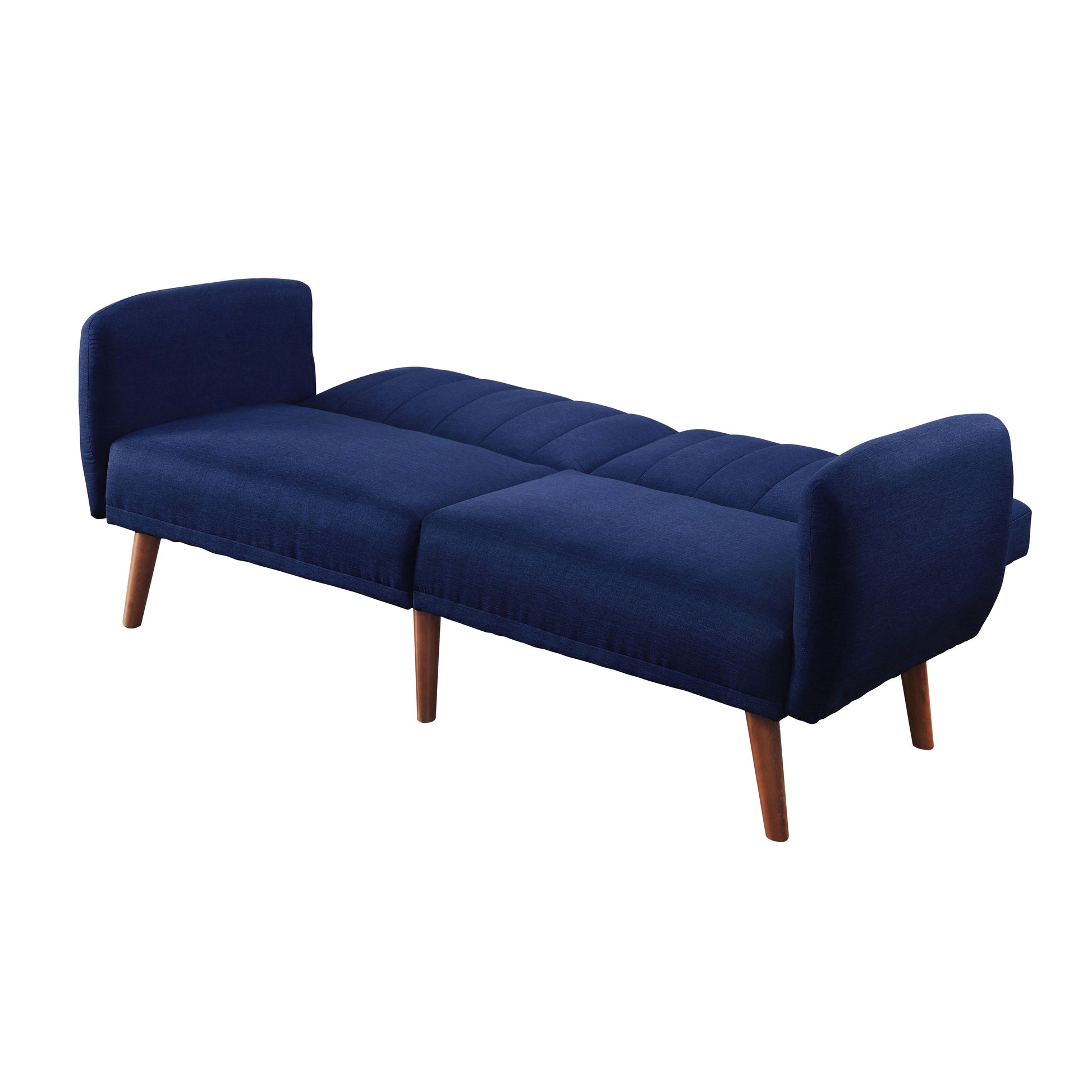 Blue And Walnut Upholstered Adjustable Sofa Blue Linen Wood Primary Living Space Split Back Modern Eucalyptus Foam Linen 2 Seat