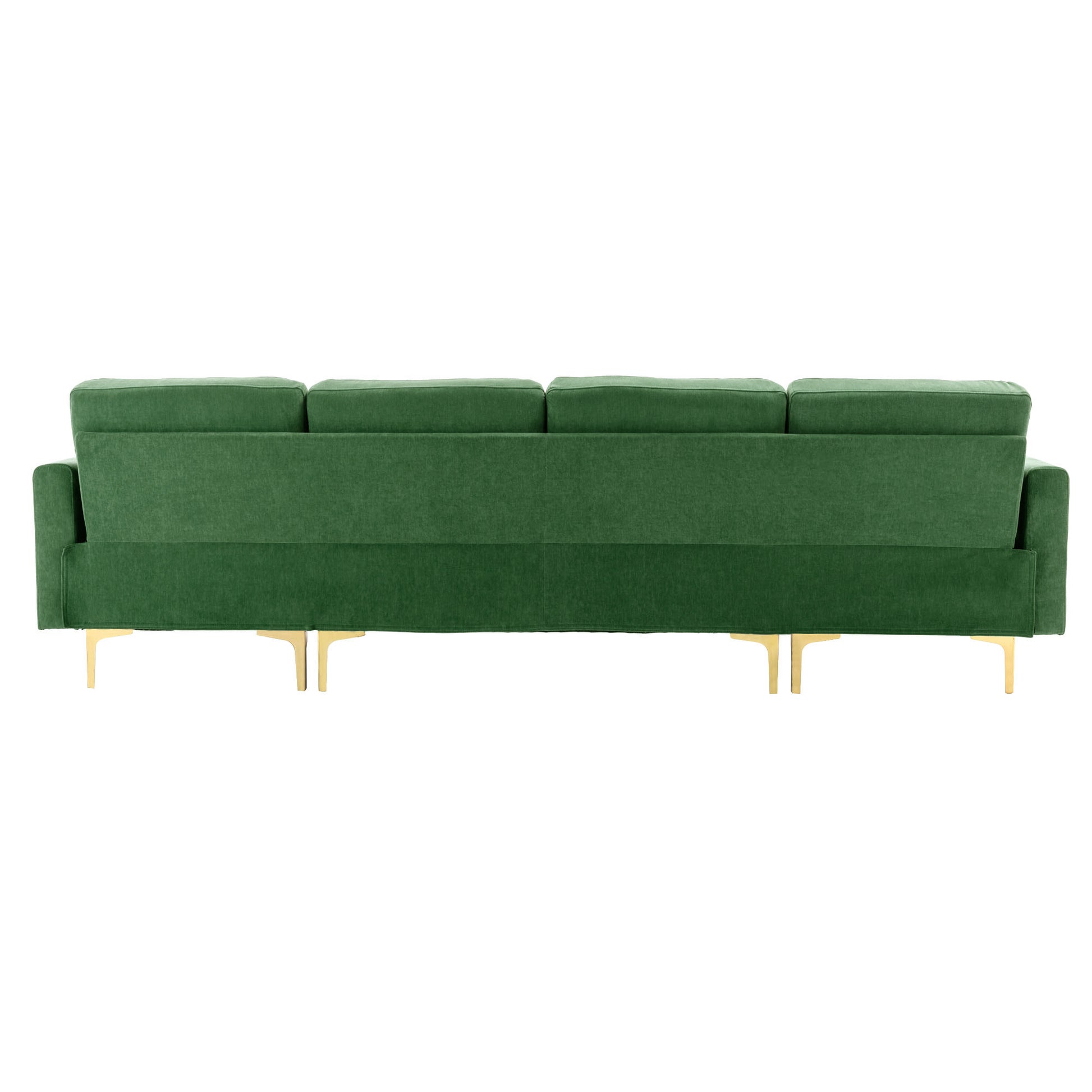 110" L Shape Convertible Sectional Sofa Couch With Movable Ottoman For Living Room, Apartment, Office, Green Green Foam Velvet 4 Seat