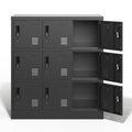 9 Door Employee Storage Locker, Metal Lockers For Office, Gym, School, And Homewith Card Slot Black Freestanding 5 Or More Spaces Powder Coated Black Gym Door Locks Modern Metal Metal