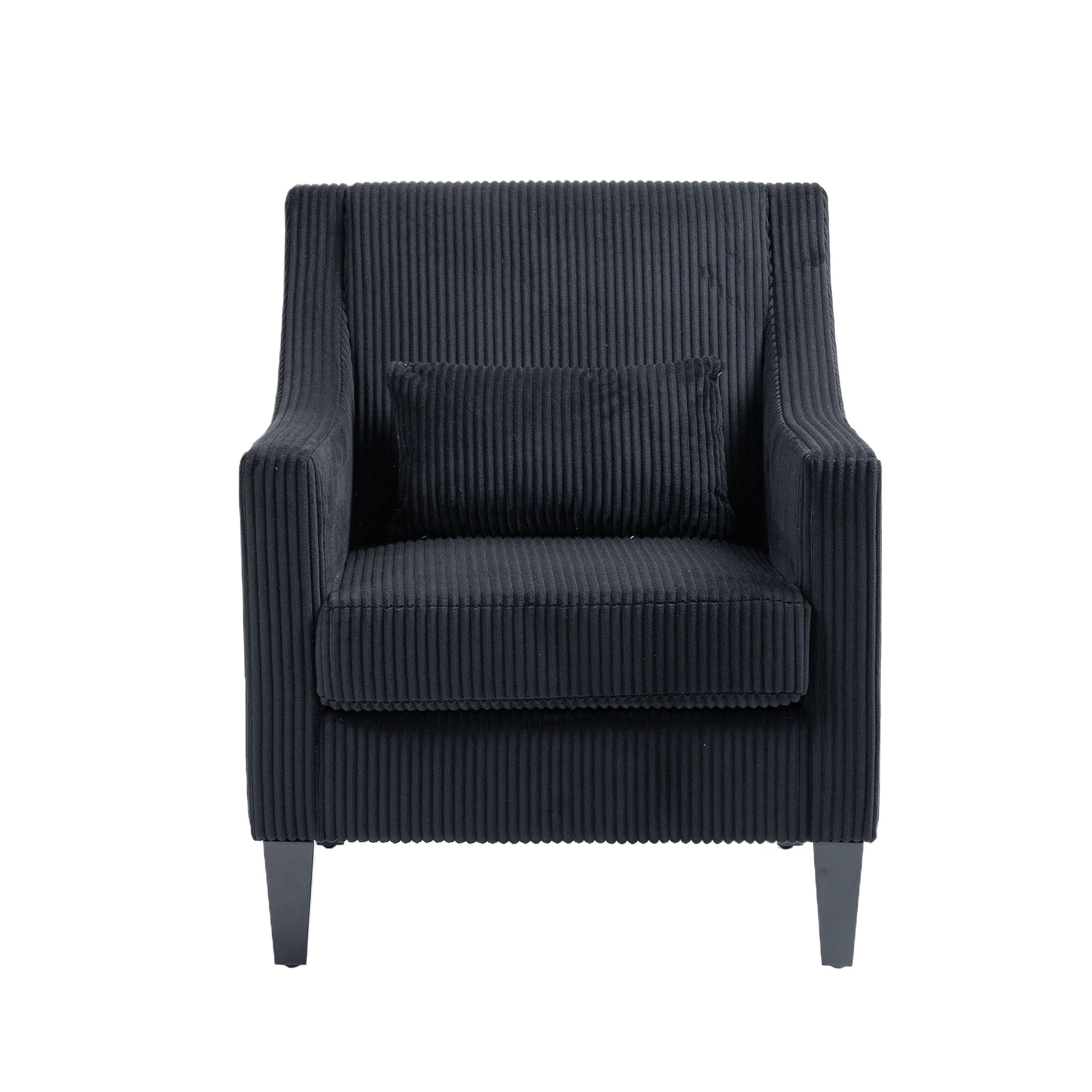 Coolmore Modern Accent Chair,Upholstered Armchair With Scooped Arms For Bedroom,Apartment,Studio,Office,Waiting Room Black Corduroy Black Primary Living Space Foam Corduroy