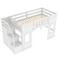 Twin Size Loft Bed With Storage Staircase And Window, White Box Spring Not Required Twin White Wood Bedroom Solid Wood Mdf