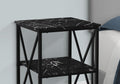 Accent Table, Side, End, Nightstand, Lamp, Living Room, Bedroom, Black Marble Look Laminate, Black Metal, Contemporary, Modern Black Metal