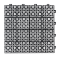 12 X 12 Inch Black Interlocking Deck Tiles Plastic Waterproof Outdoor All Weather Anti Slip Bathroom Shower Balcony Porch Strong Weight Capacity Upto 6613 Lbs, Rosette Pattern Pack Of 60 Black American Design,American Traditional Plastic